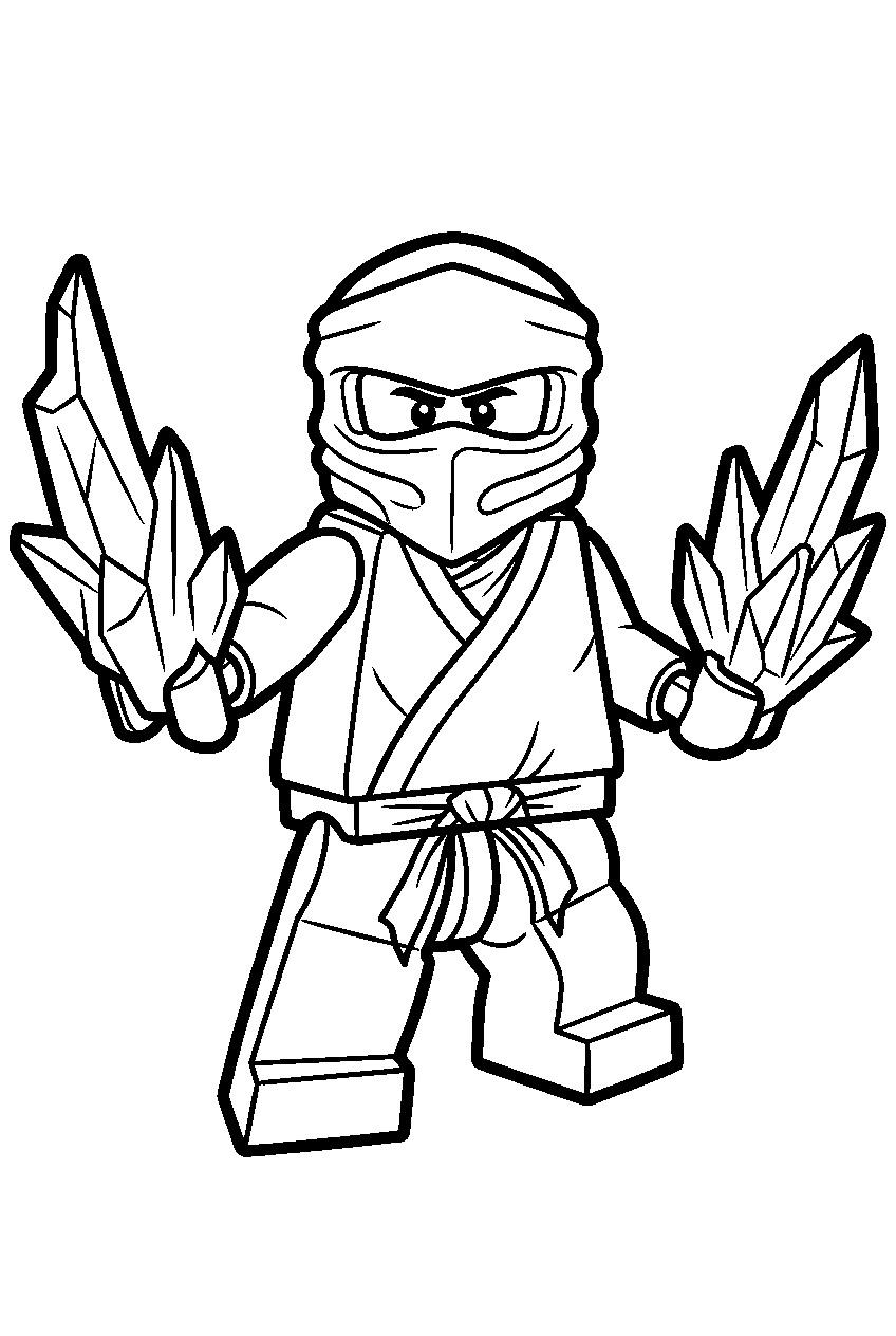 lego ninjago zane using ice powers line art