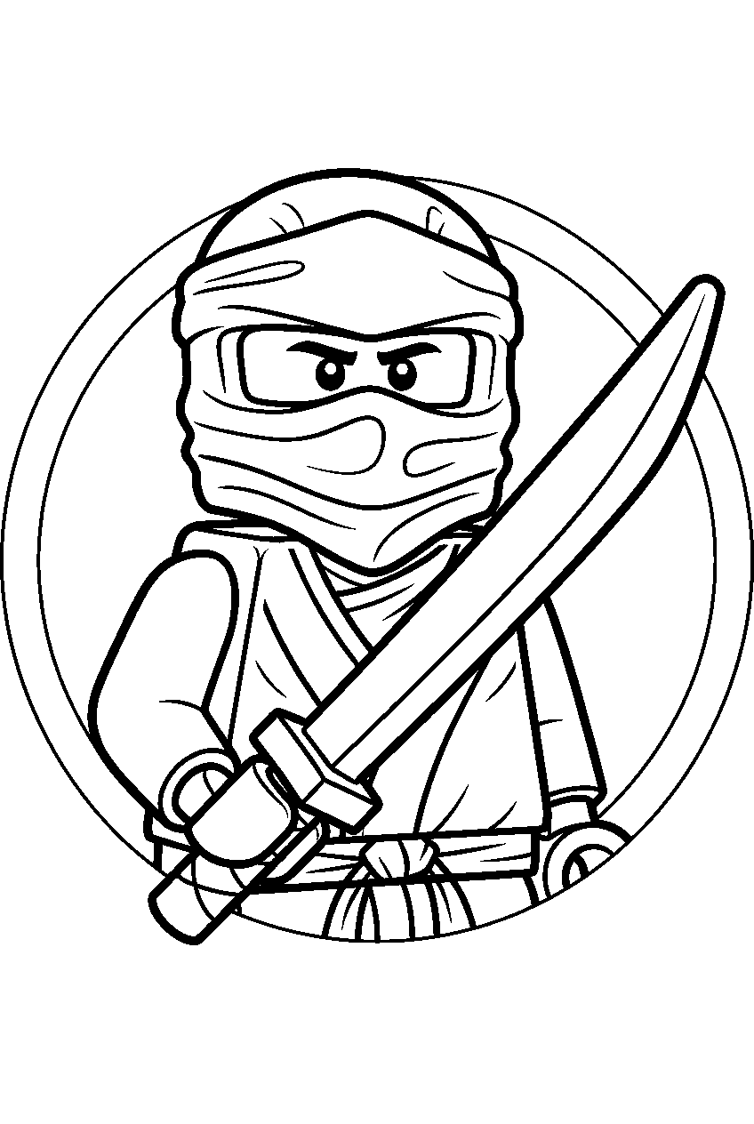 lego ninjago zane with elemental blade line art