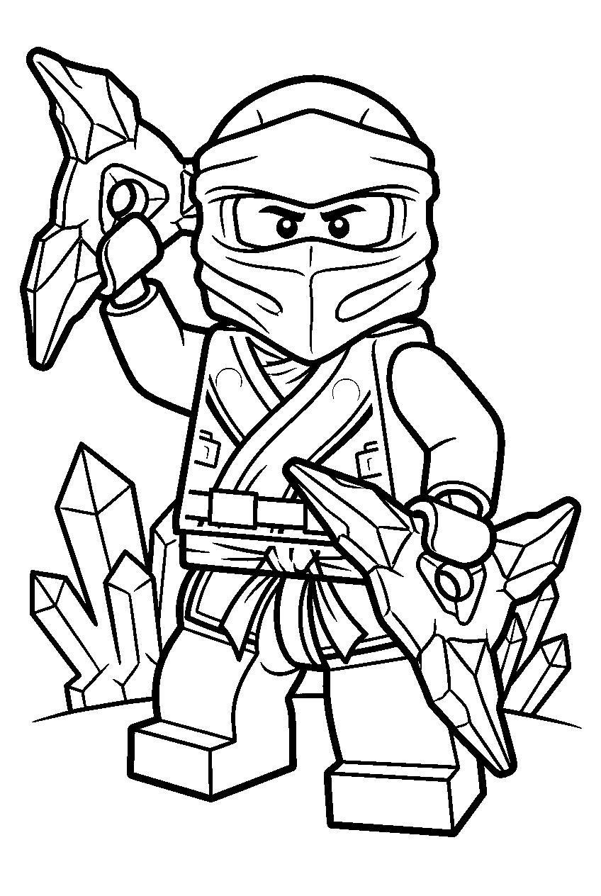 lego ninjago zane with shurikens of ice line art