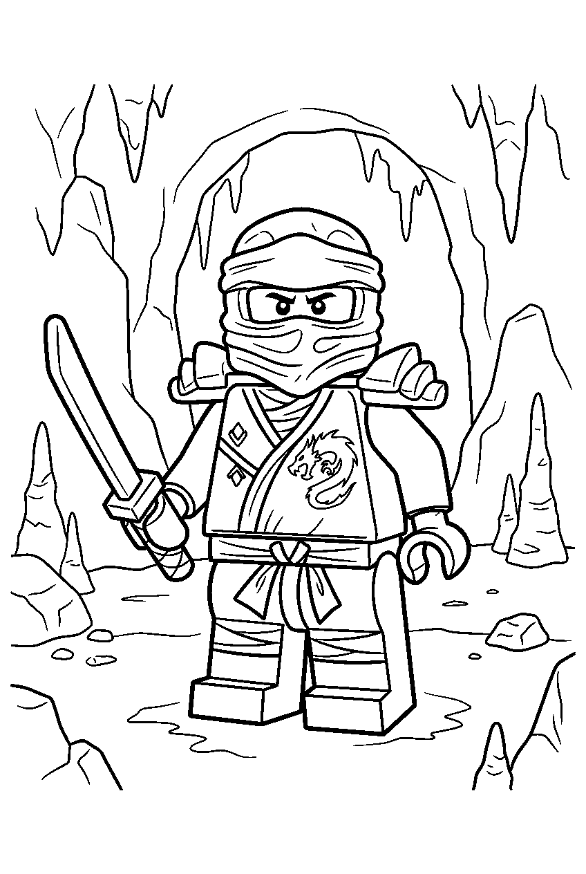 lego ninjago characters in caves of despair line art