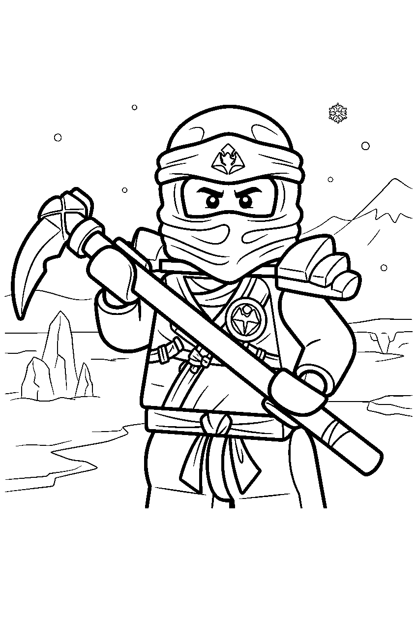 lego ninjago characters in frozen wasteland line art