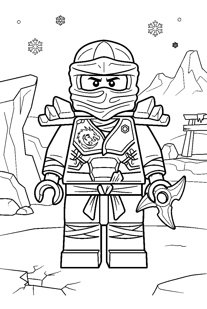 lego ninjago characters in glacier barrens line art