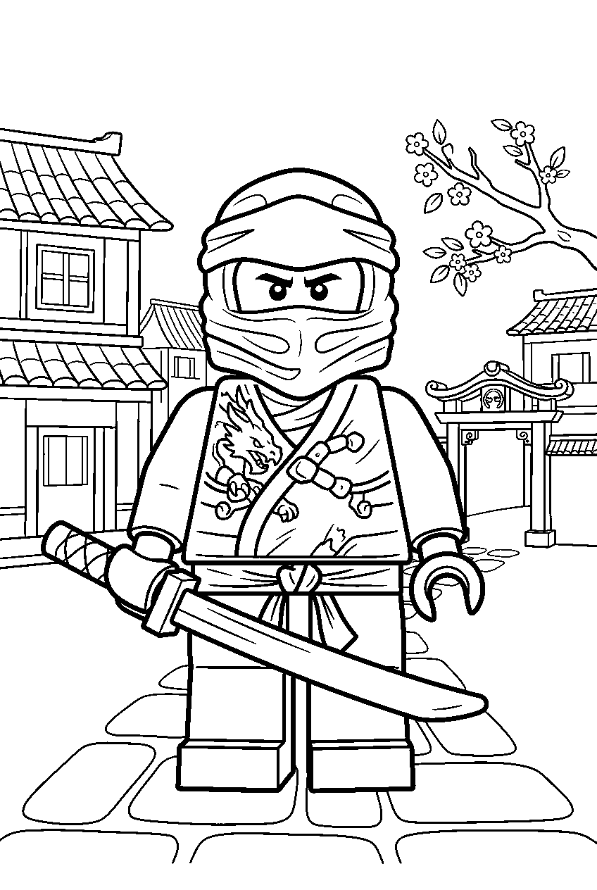 lego ninjago characters in jamanakai village line art