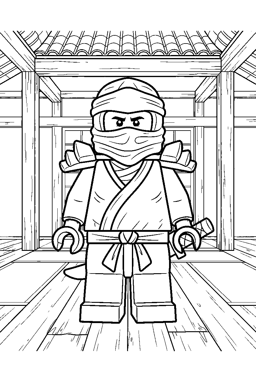 lego ninjago characters in ninja dojo temple line art
