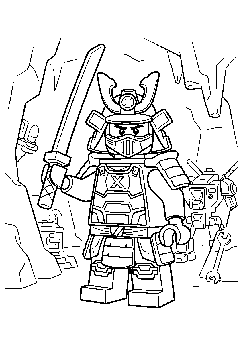 lego ninjago characters in samurai x cave line art