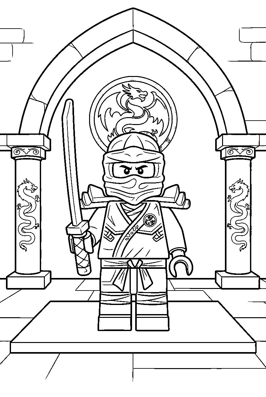 lego ninjago characters in temple of light line art