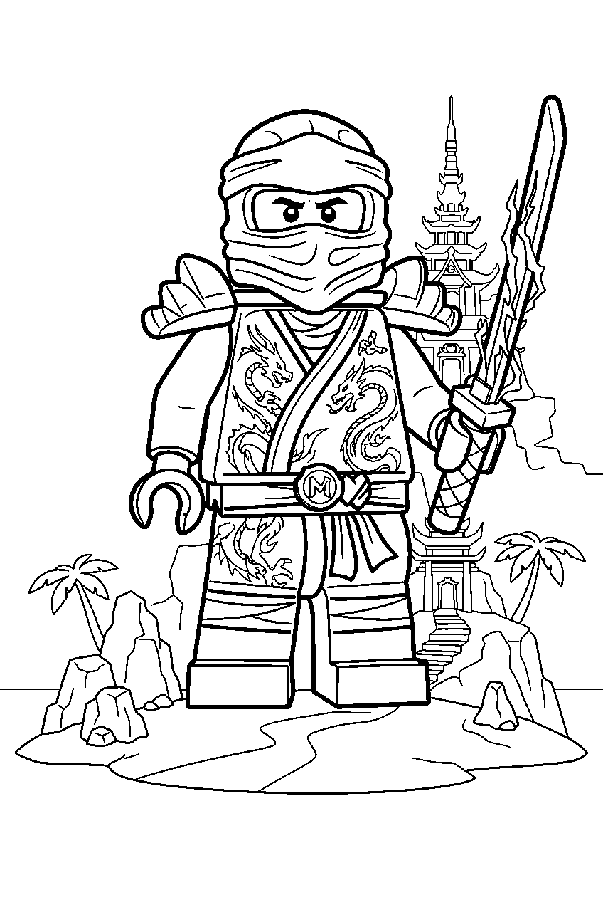 lego ninjago characters on chen s island line art