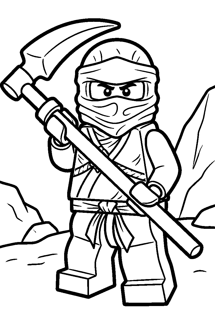 lego ninjago cole earth ninja with scythe line art