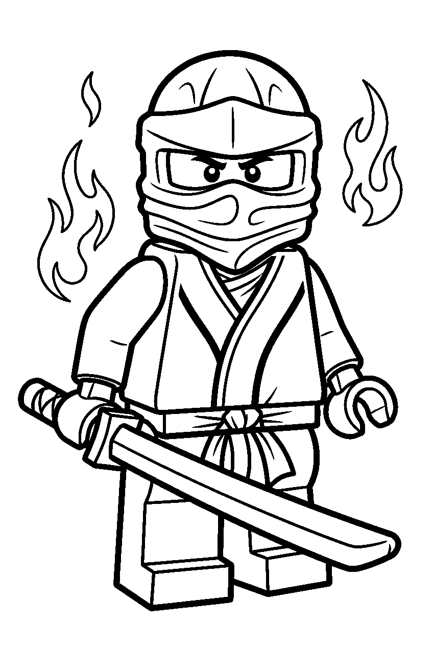 lego ninjago kai fire ninja with sword line art