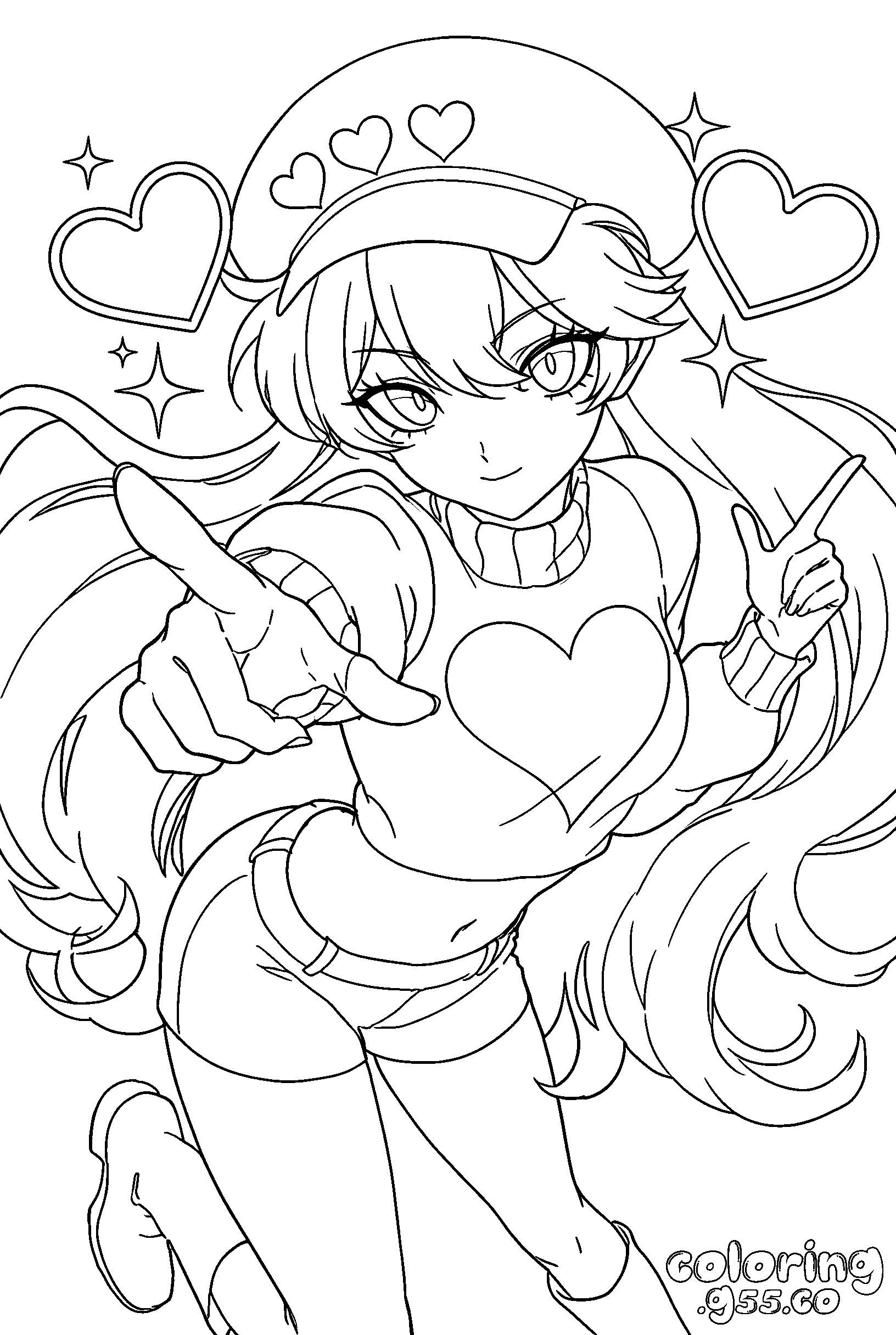 super mario anime peach heart sweater cap line art for kids