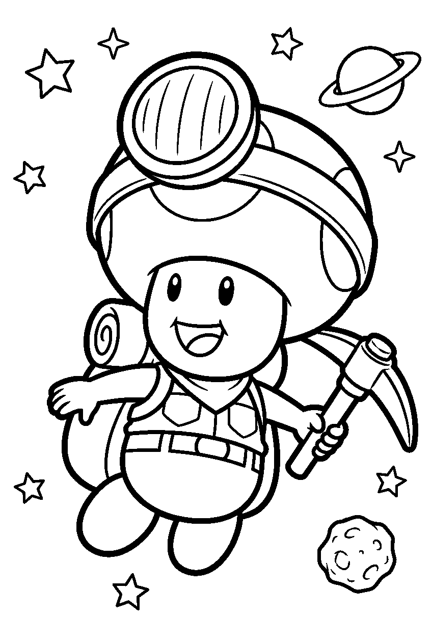 captain toad floating in space line art