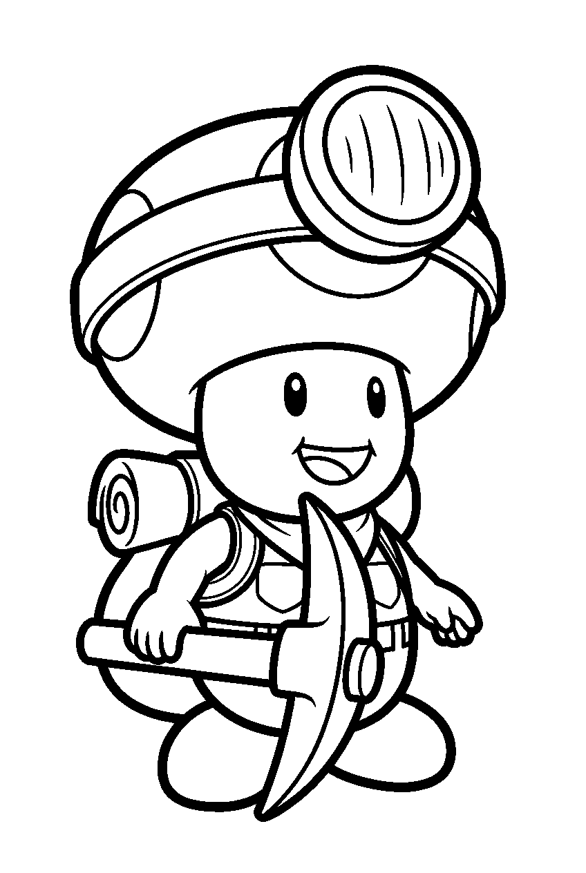 captain toad with a pickaxe line art