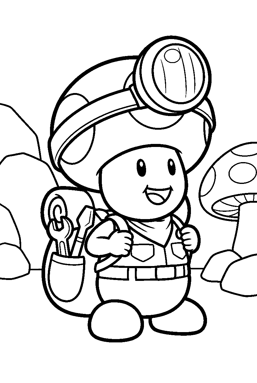 captain toad with his backpack line art