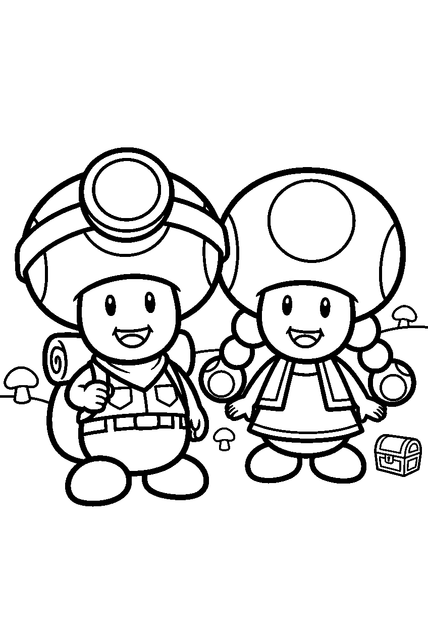 captain toad with toadette line art