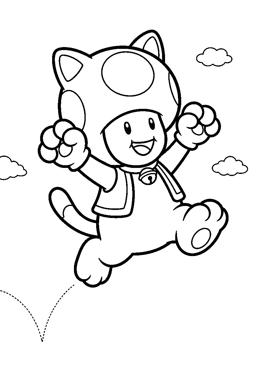 super mario cat toad jumping line art