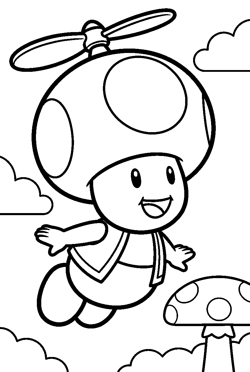 super mario propeller toad flying line art
