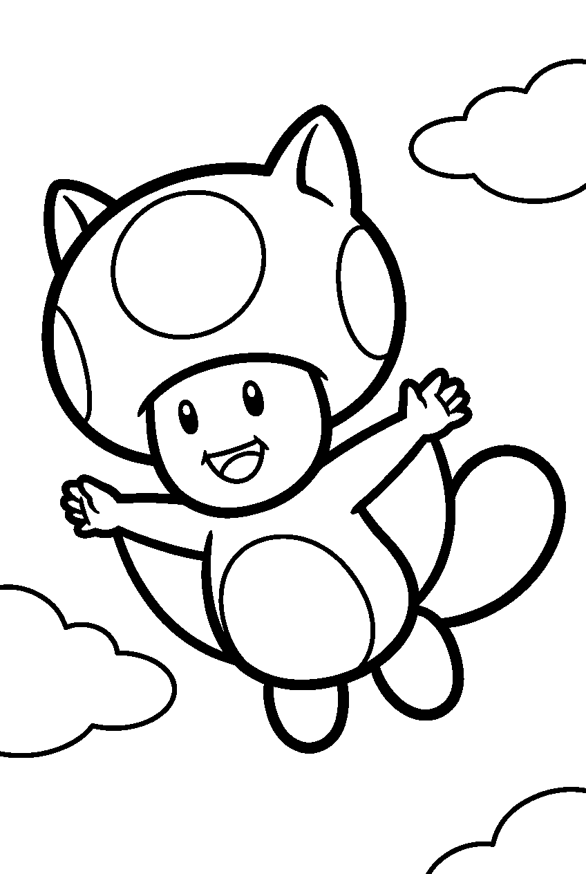 super mario squirrel toad flying line art