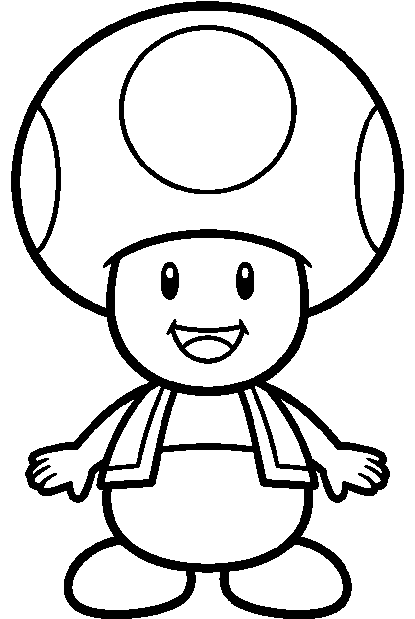 super mario yellow toad smiling line art