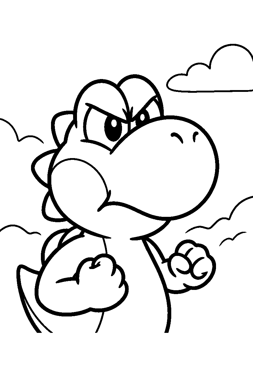 angry baby yoshi line art