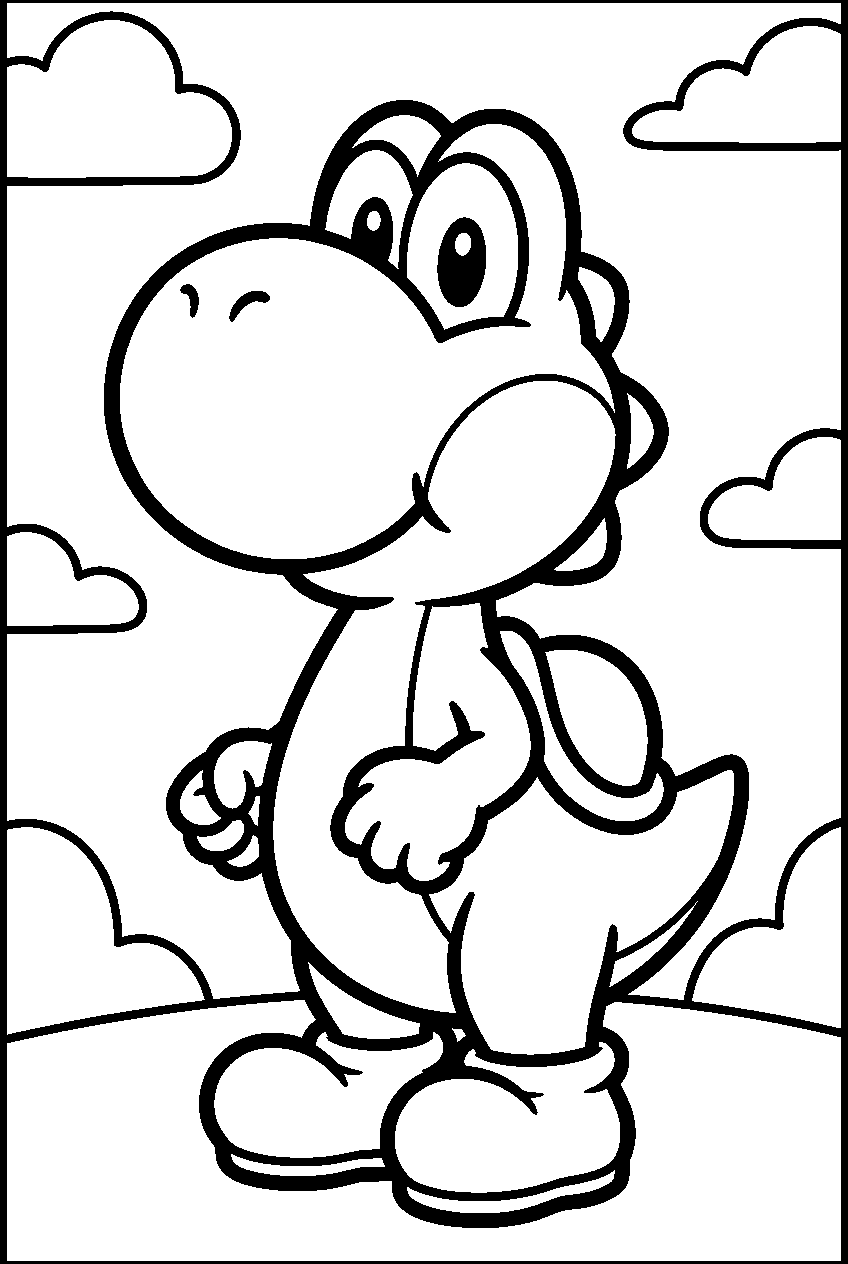 cute yoshi line art