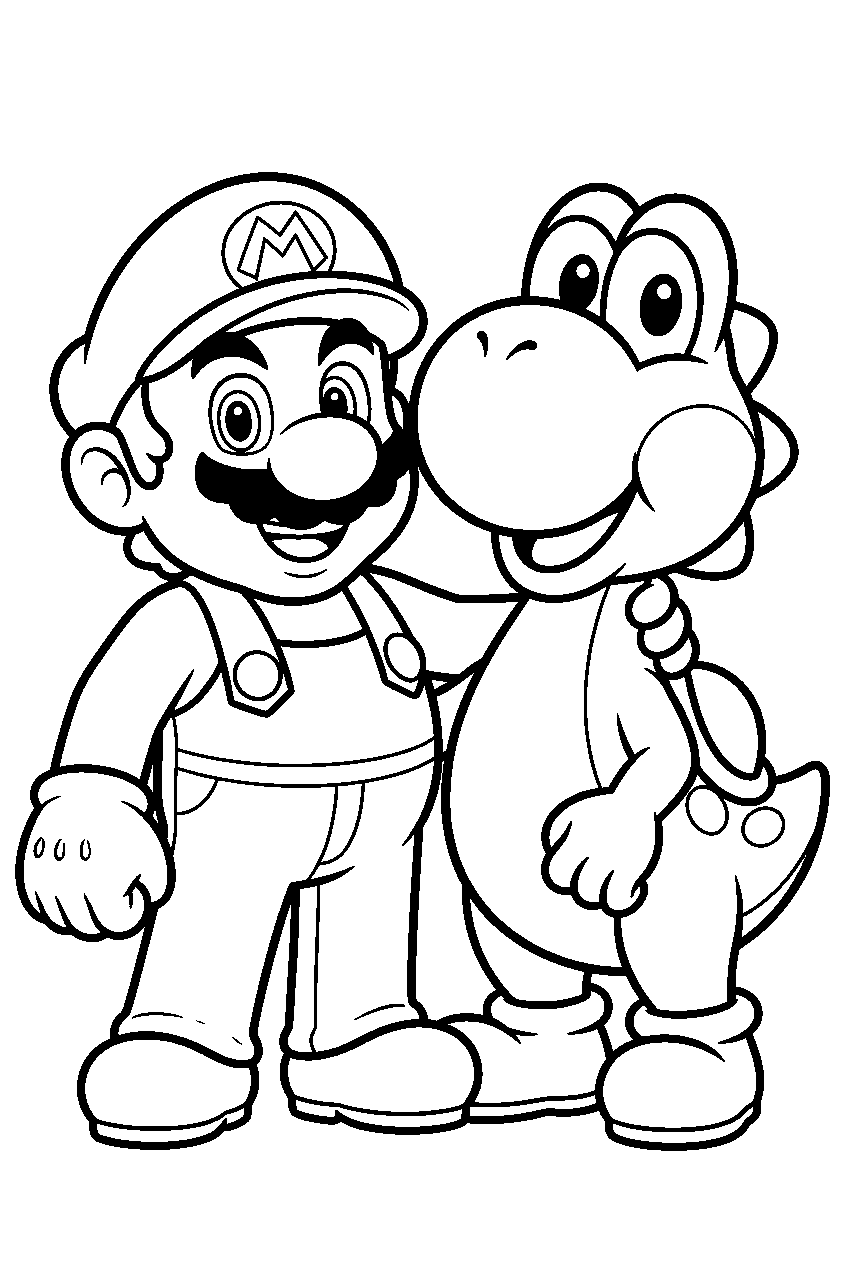 mario and yoshi line art