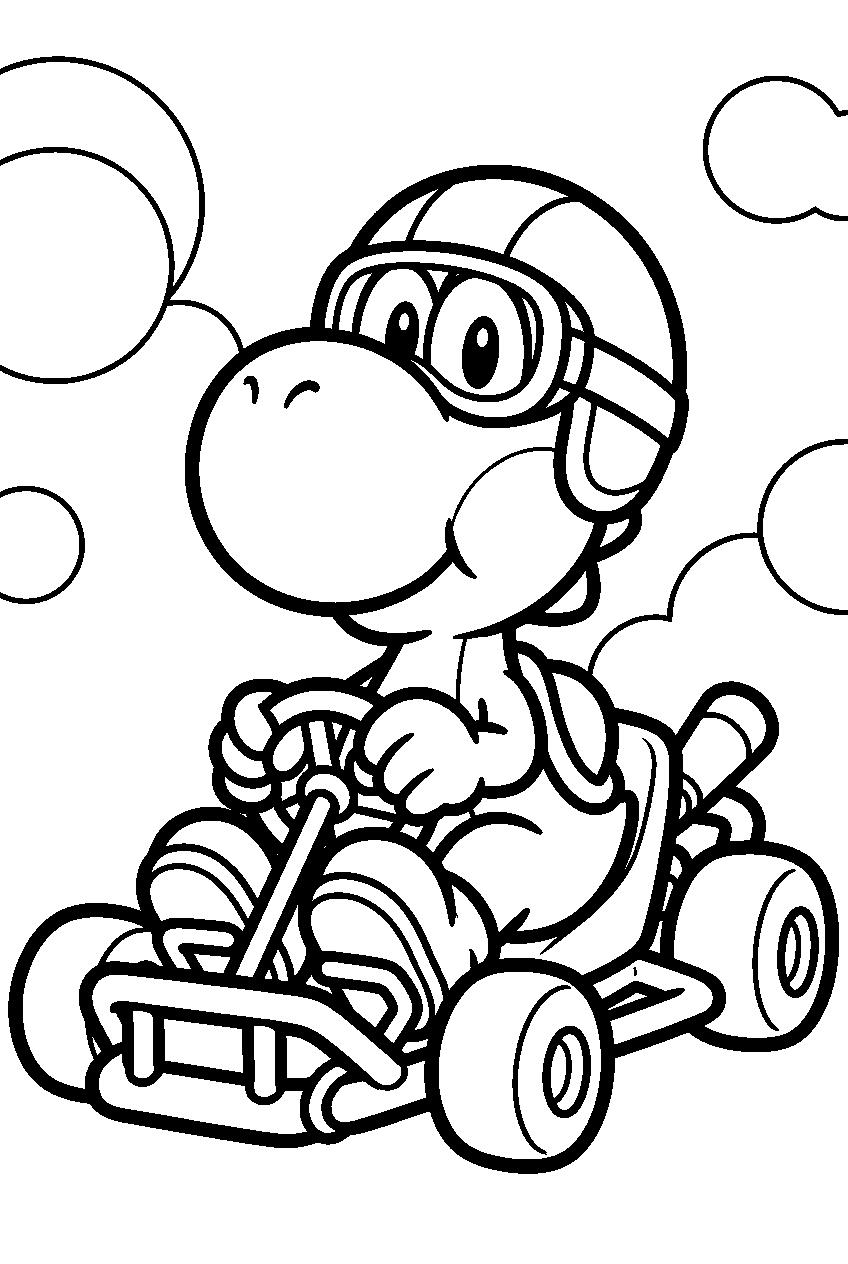 mario kart yoshi line art