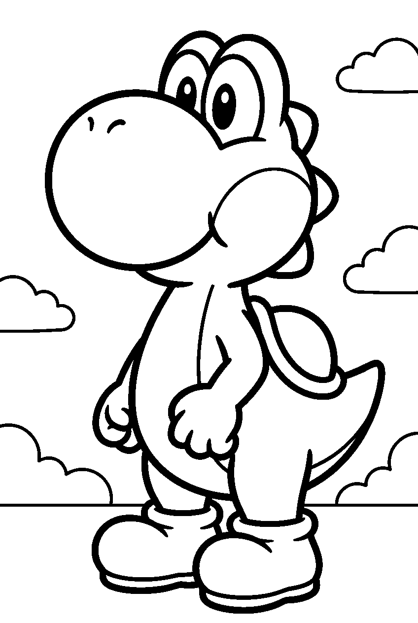 super mario yoshi line art