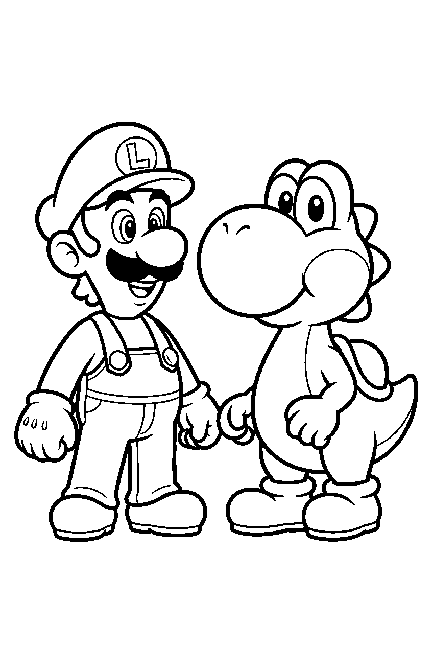yoshi and luigi line art