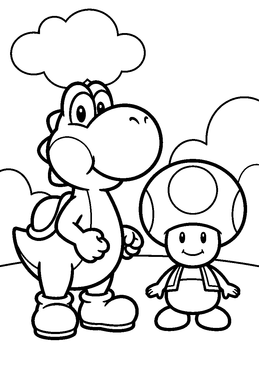 yoshi and toad line art