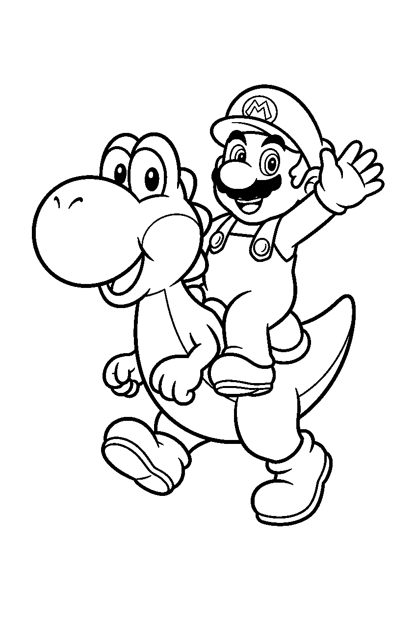 yoshi carrying mario line art