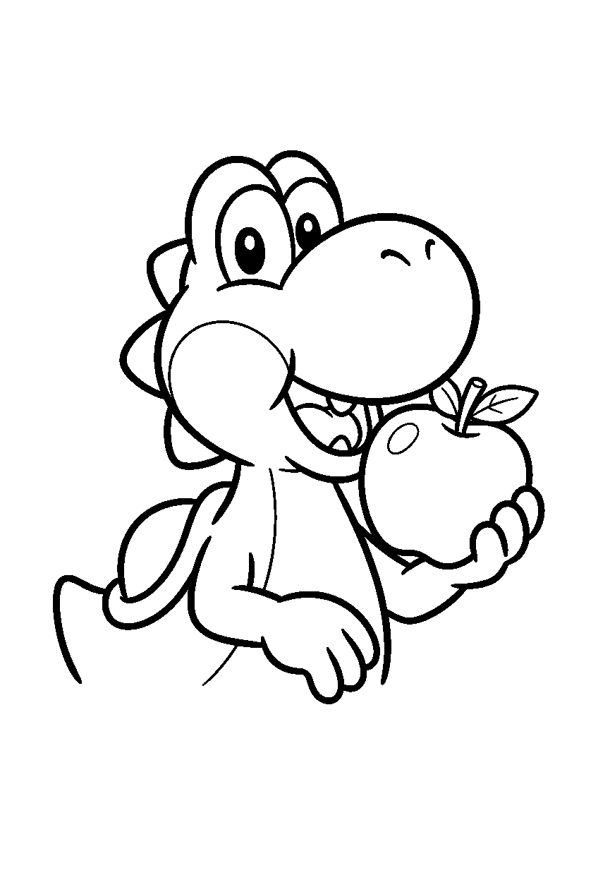 yoshi eating fruit line art