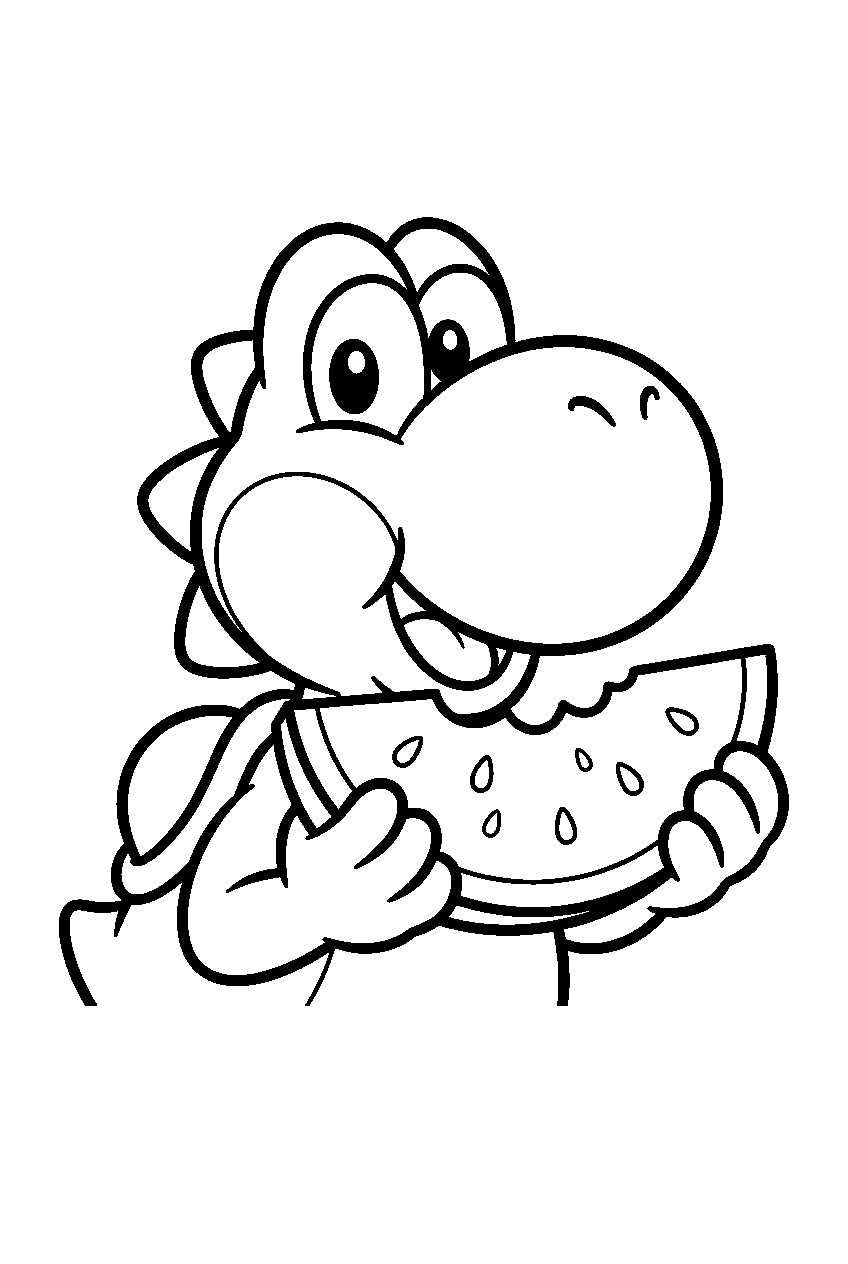 yoshi eating watermelon line art