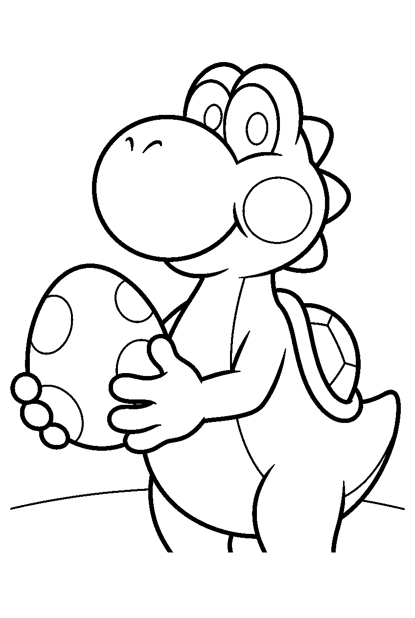yoshi holding an egg line art
