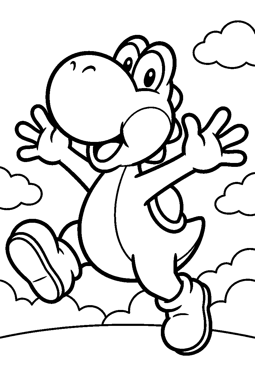 yoshi jumping line art
