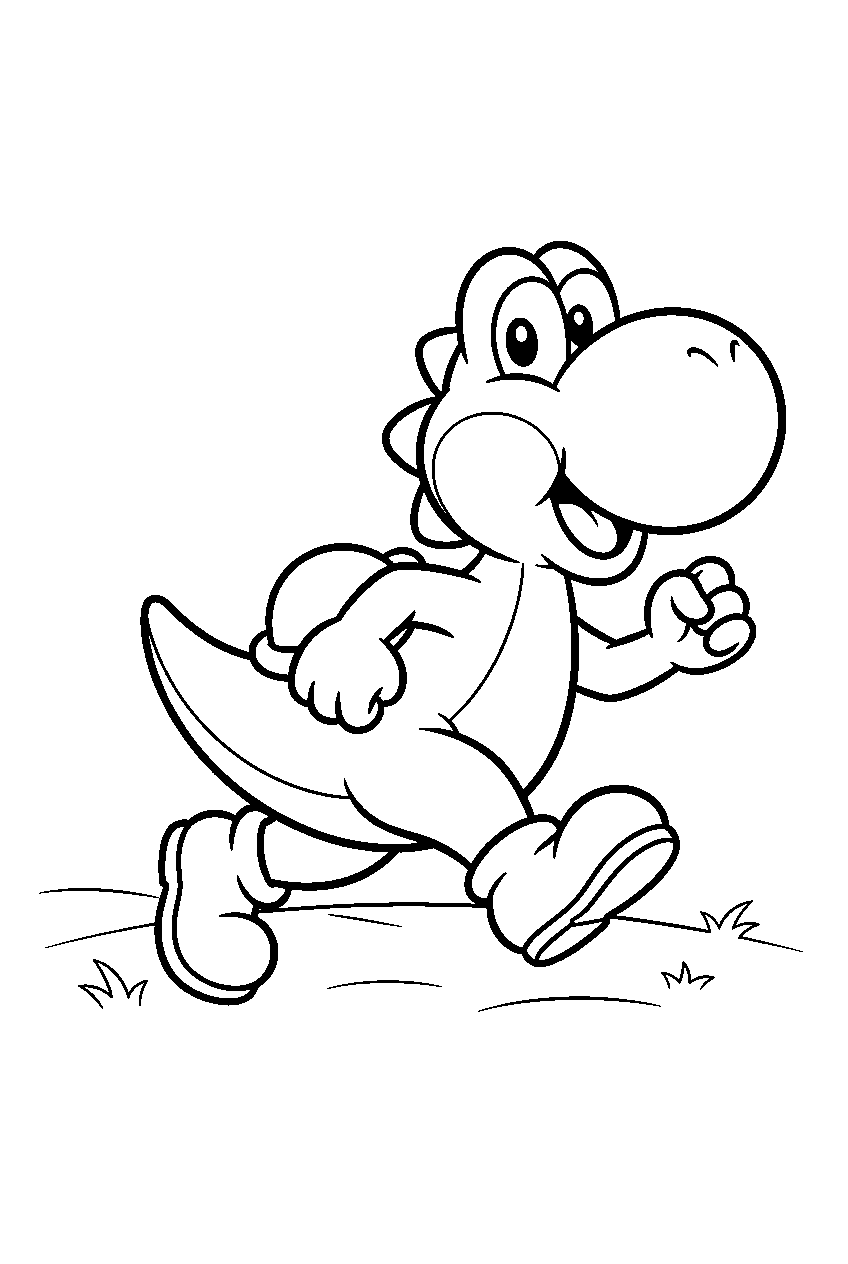 yoshi running line art