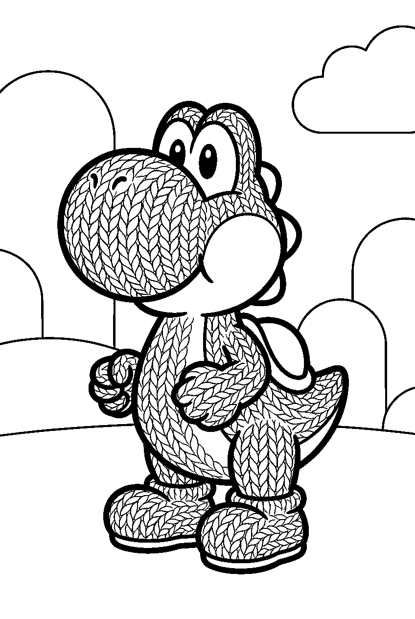 yoshi s woolly world line art