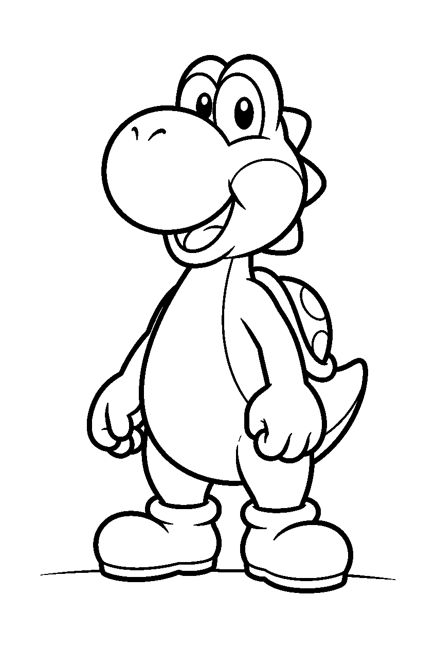 yoshi standing and smiling line art