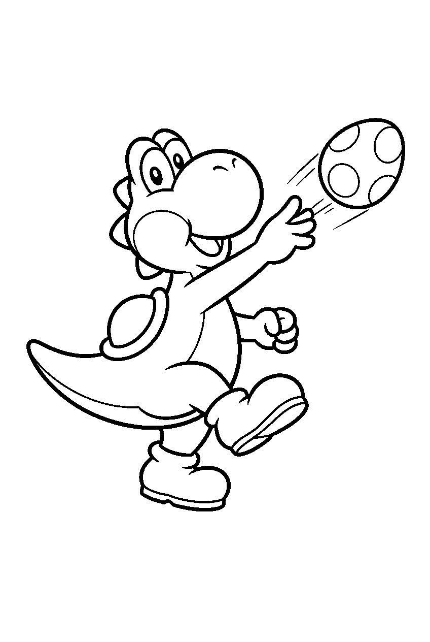 yoshi throwing an egg line art
