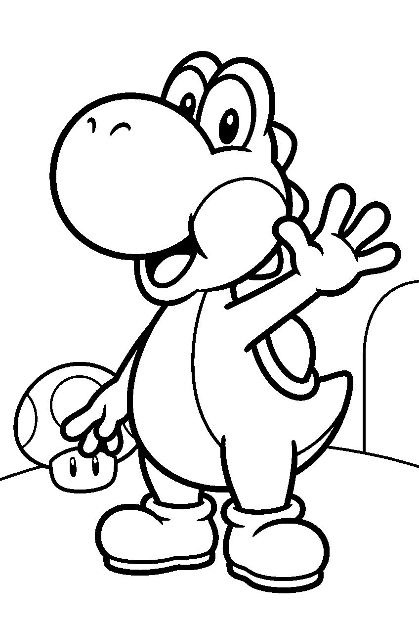 yoshi waving line art