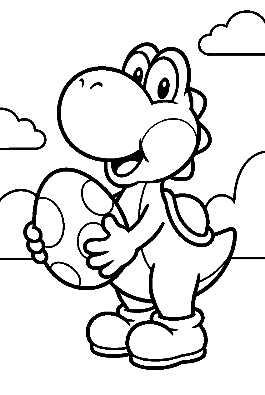 yoshi with an egg line art