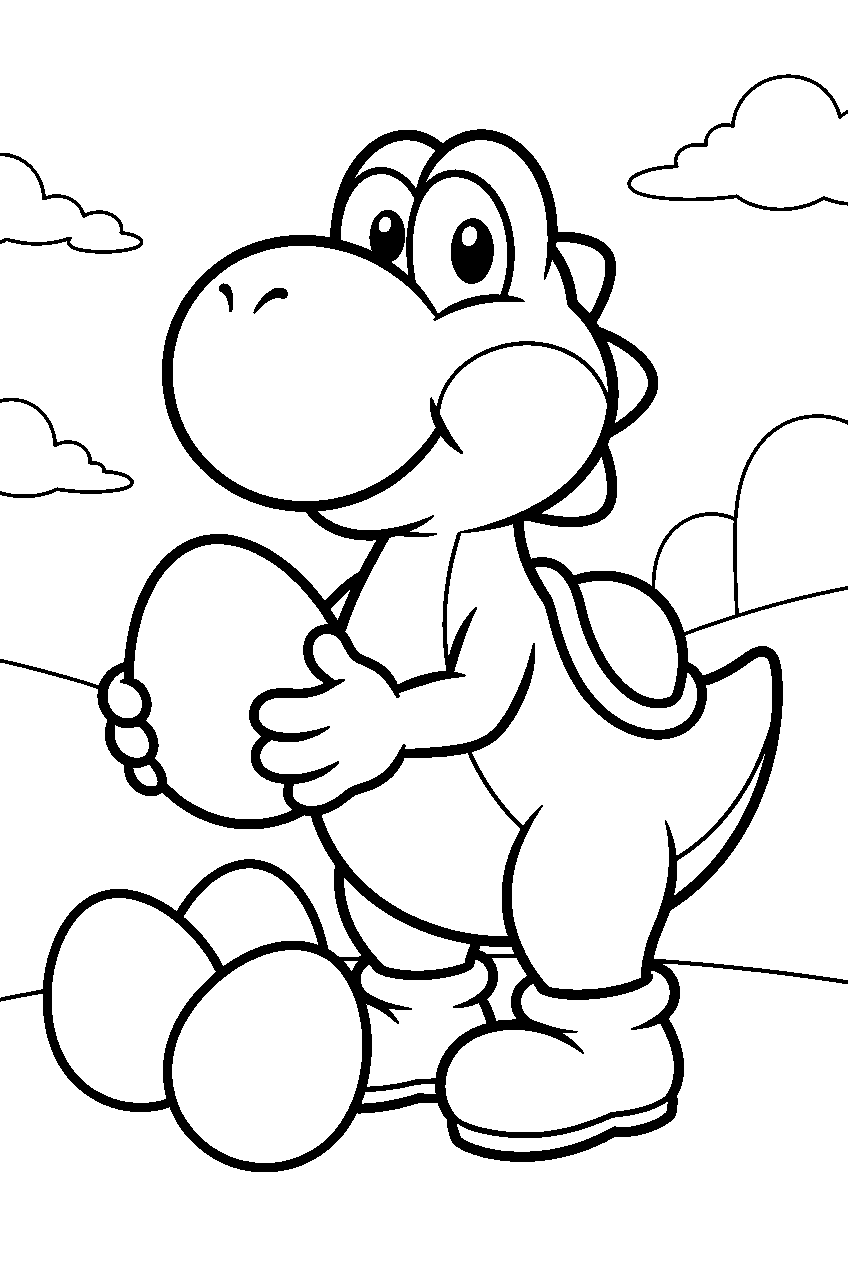 yoshi with eggs line art