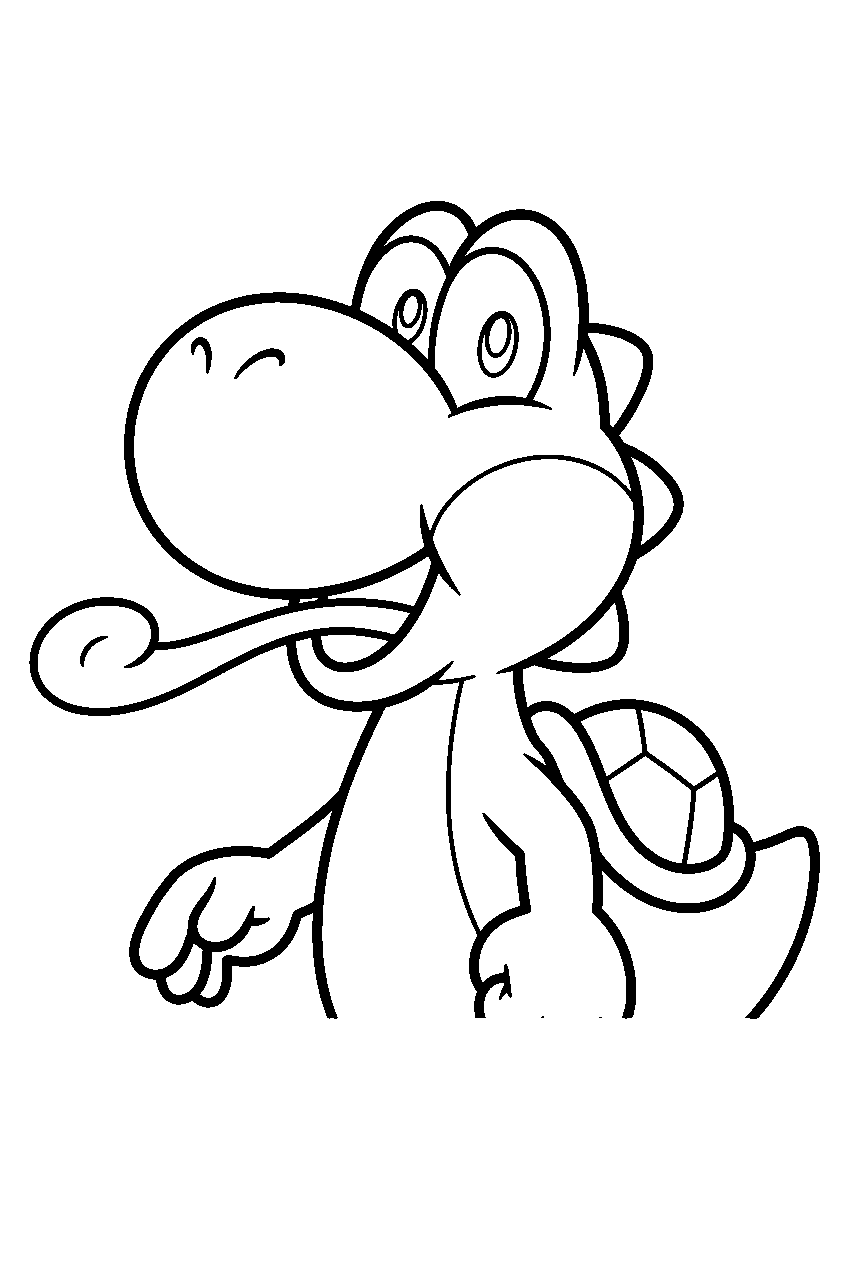 yoshi with tongue out line art
