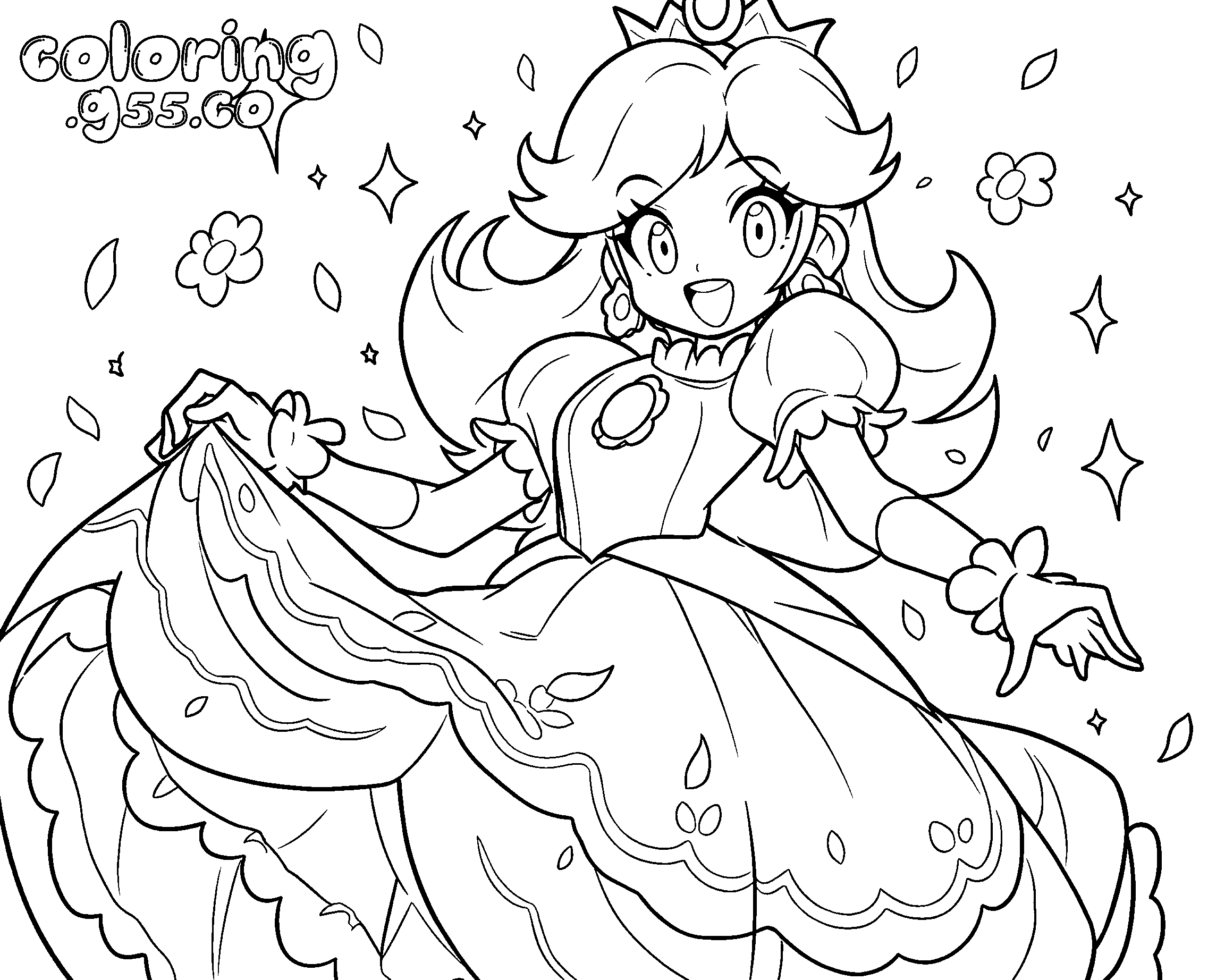 super mario princess daisy magical sparkles line art for kids