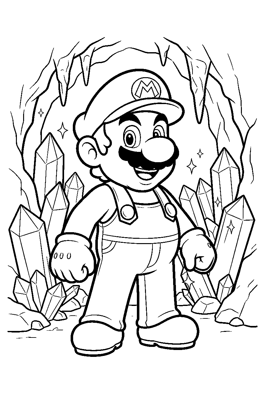mario in crystal cave line art