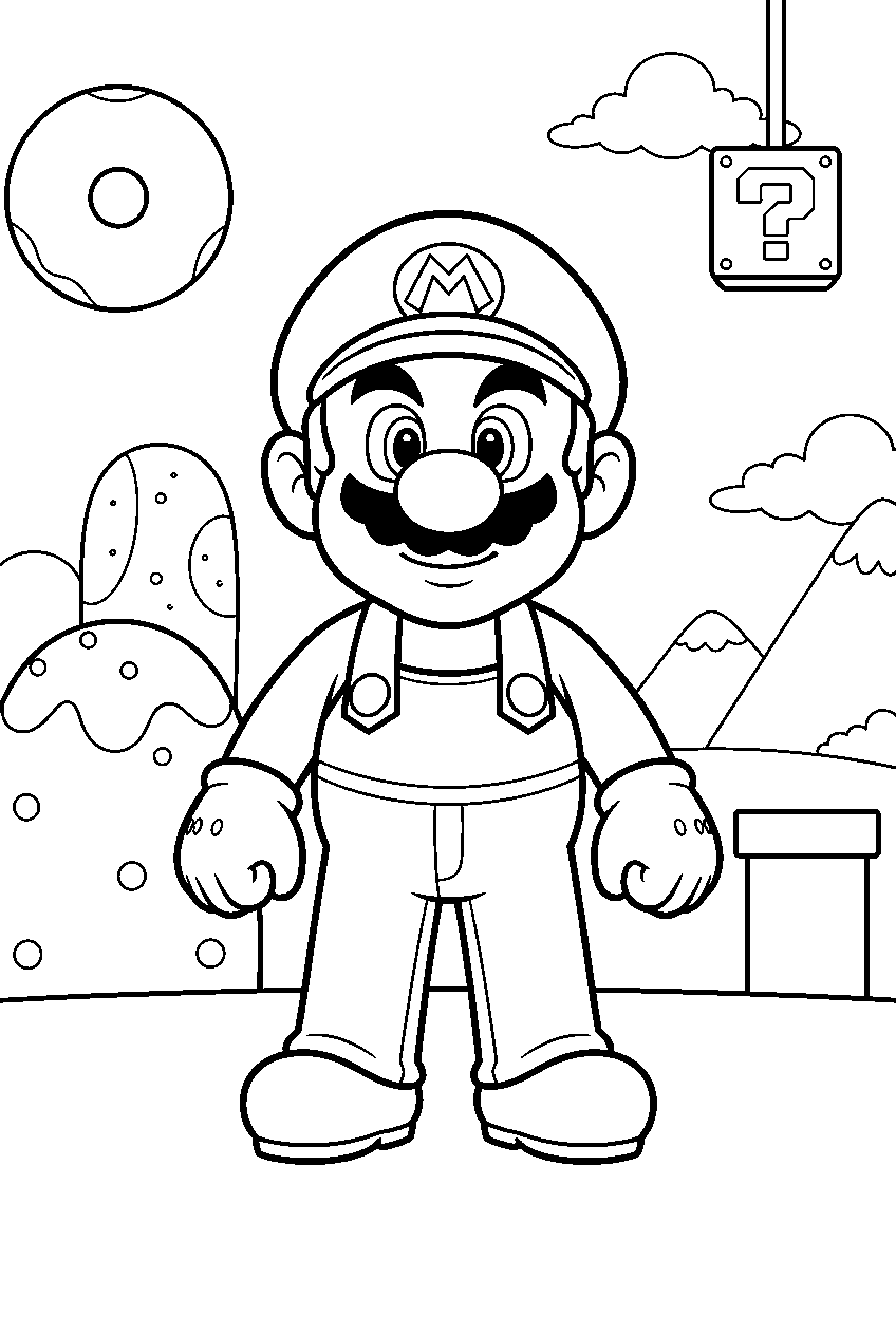 mario in donut plains line art