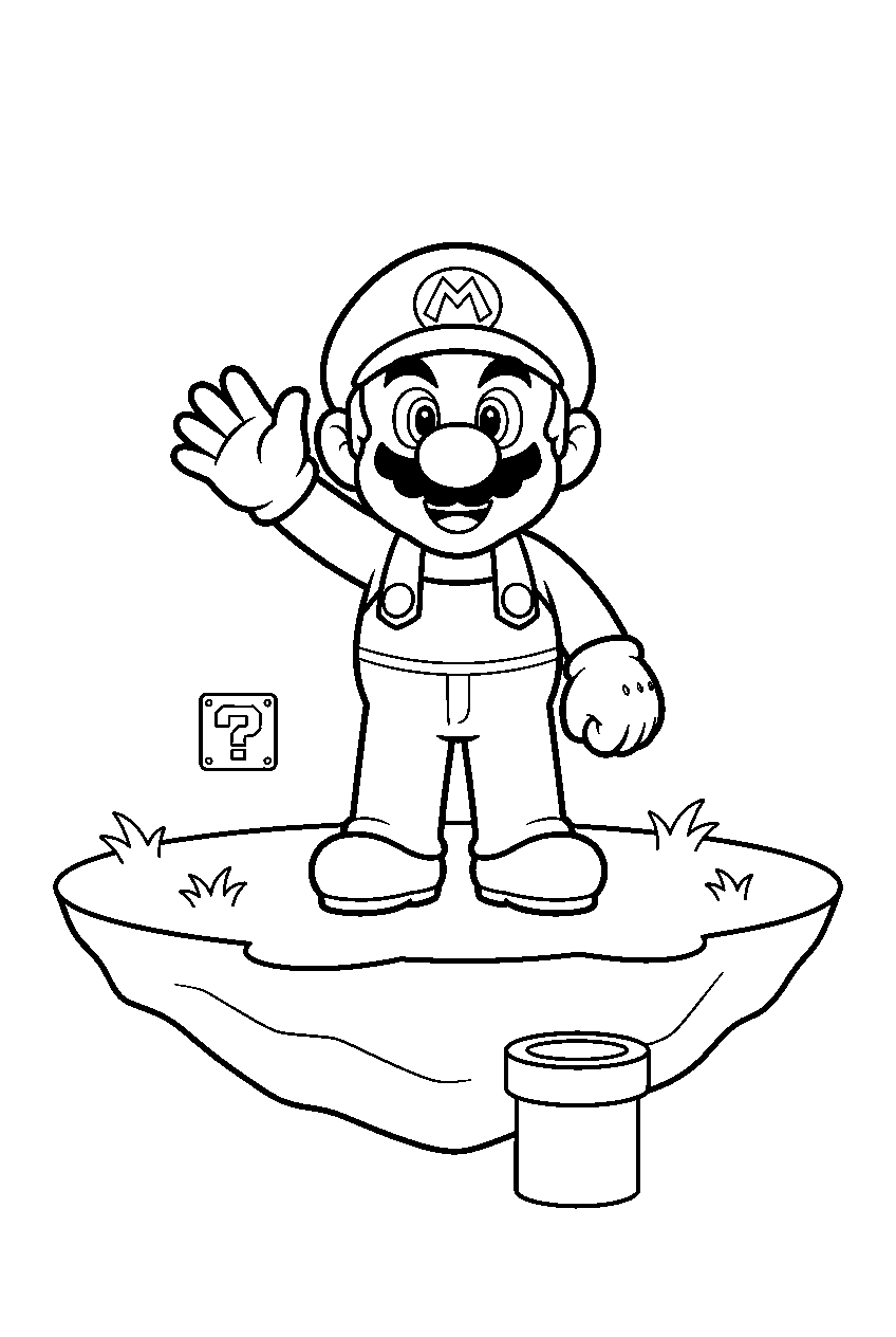 mario in floating island line art