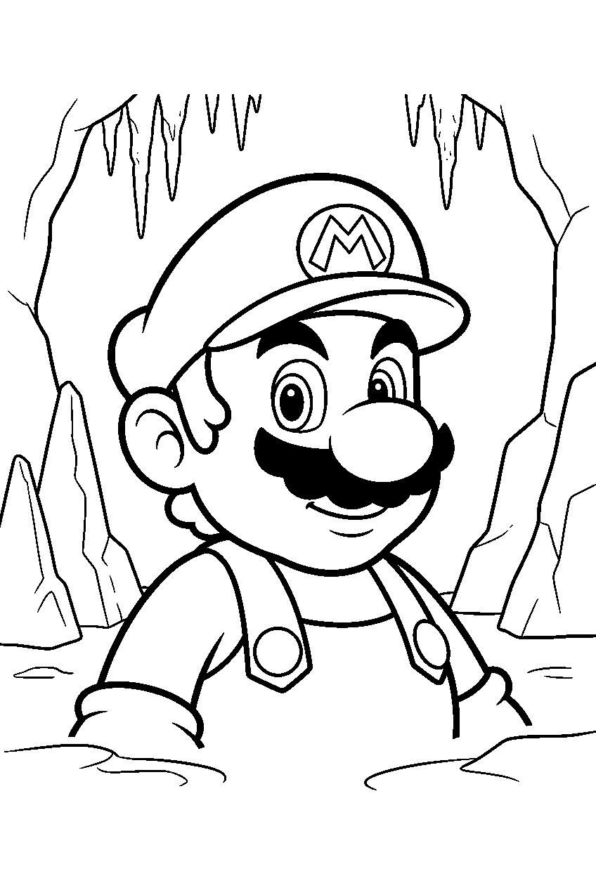 mario in ice cave line art