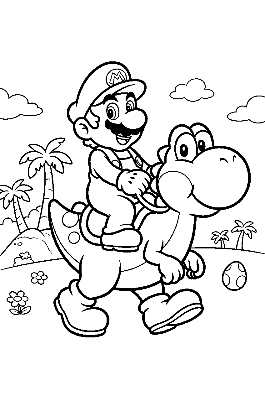 mario in yoshi island line art
