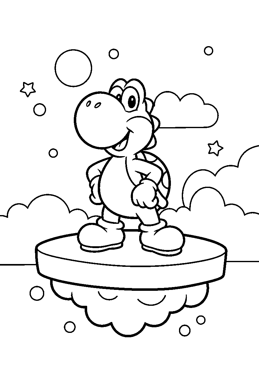 yoshi posing proudly in a sky level line art