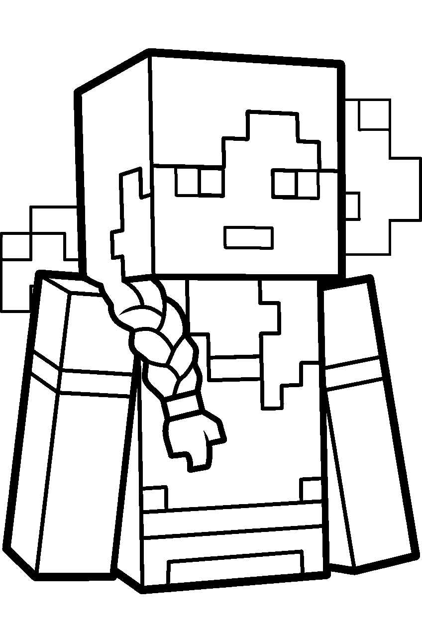 minecraft alex line art